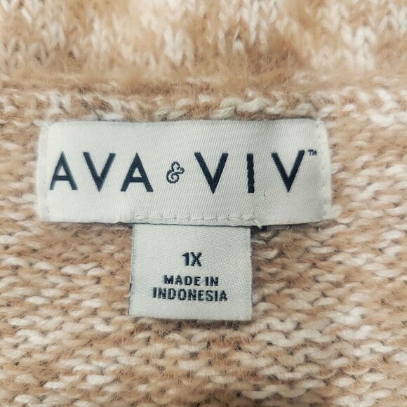 AVA & VIV Women's Chenille Mohair V-Neck Cream/Blush - Size 1X - Picture 11 of 12
